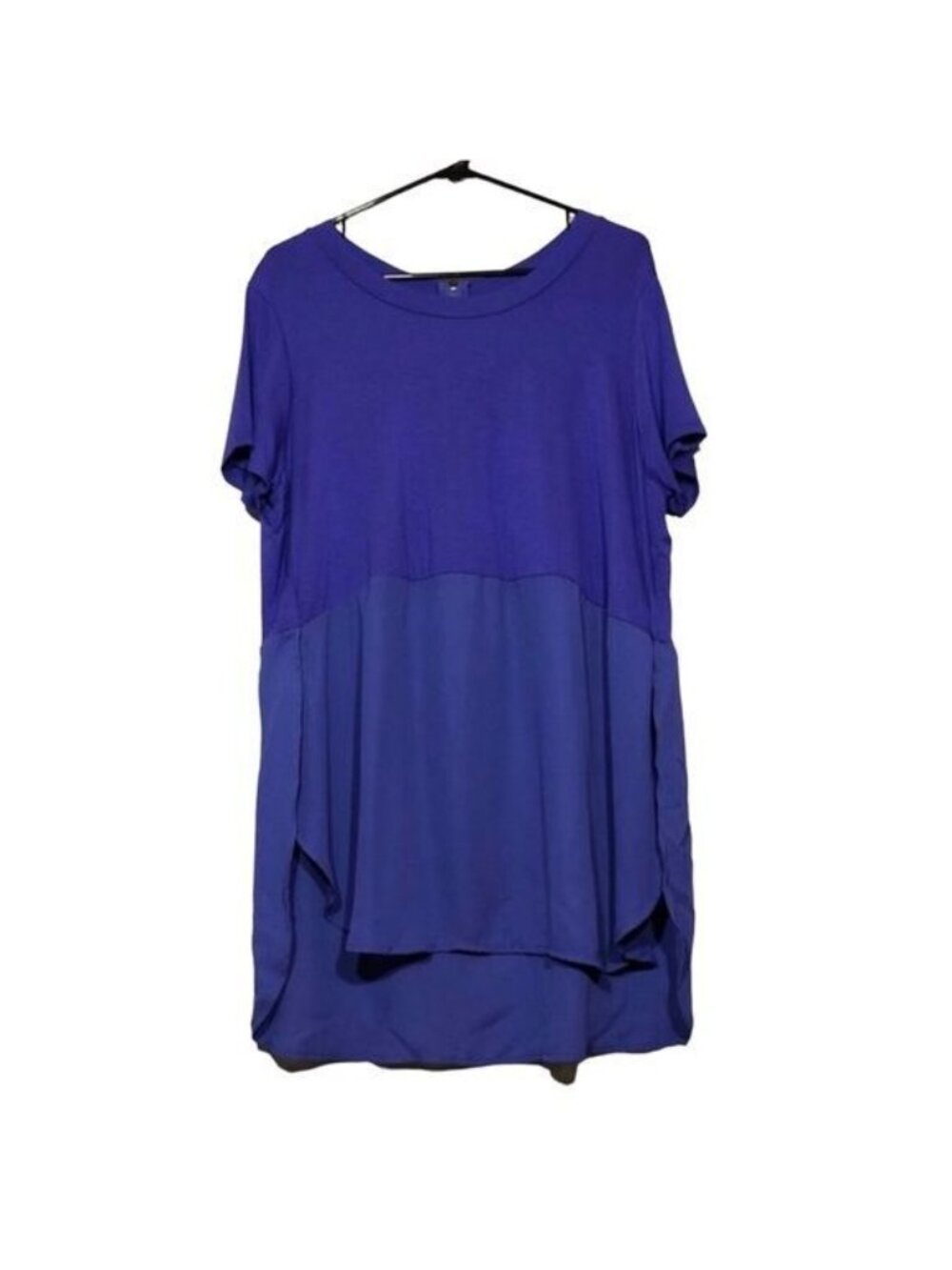 Love Fire Tunic Blouse Top Women 2X XXL Blue Hi Low Zip Casual Comfy Workwear